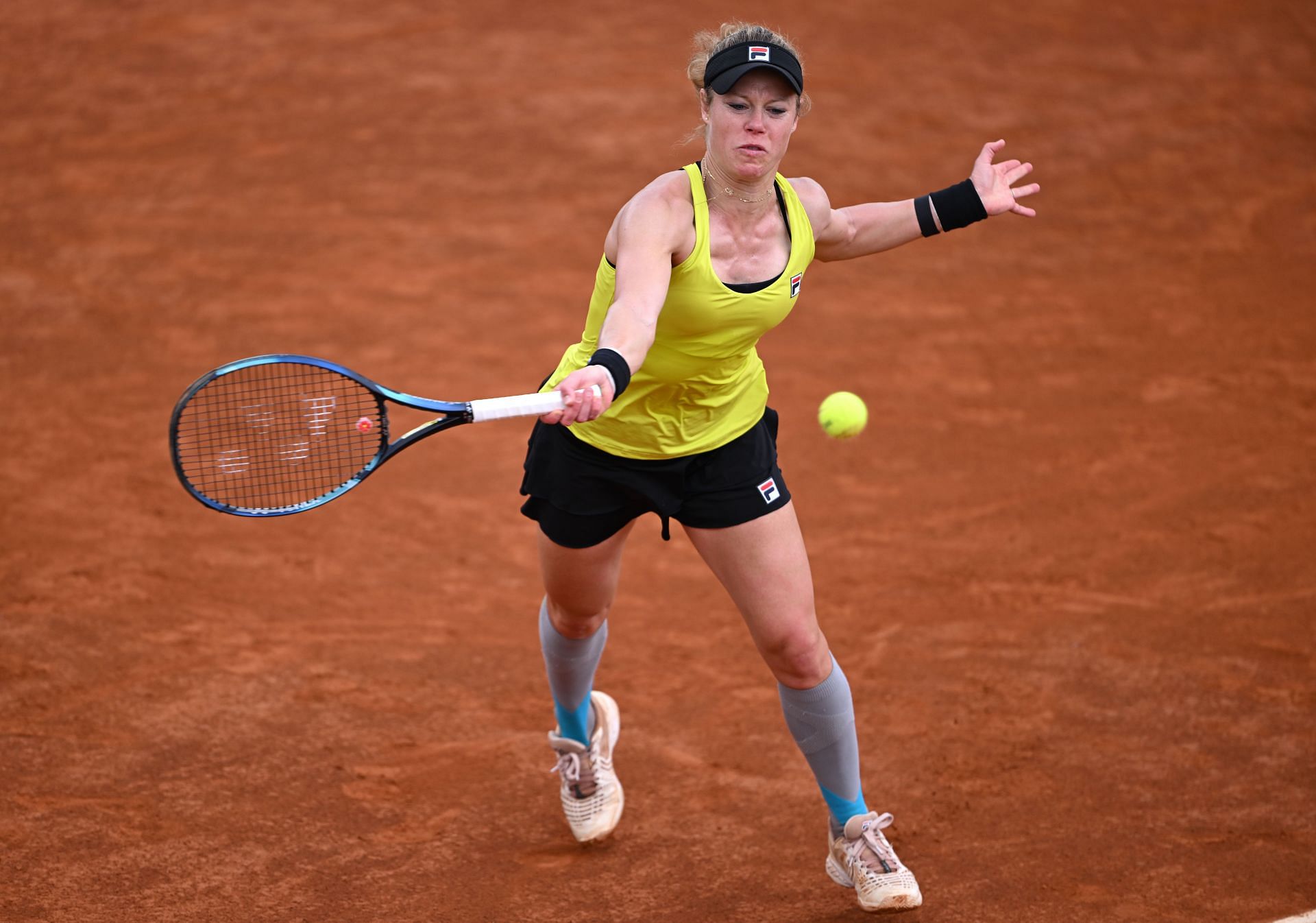 Siegemund hits a forehand at the Italian Open